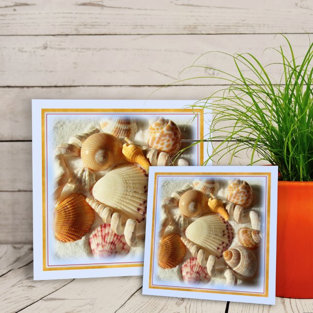 Sandy Beach, Tropical Seashells Ceramic Tile (Creator Uploaded)