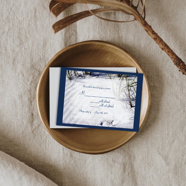Sandy Beach Wedding RSVP02 RSVP Card (A beach or coastal wedding rsvp.)