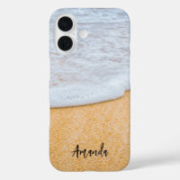 Sandy Beach with Foamy Surf