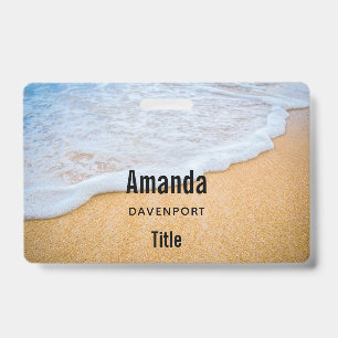 Sandy Beach with Foamy Surf ID Badge