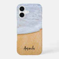 Sandy Beach with Foamy Surf