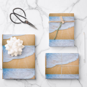 Sandy Beach with Foamy Surf Pattern Wrapping Paper Sheet