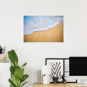Sandy Beach with Foamy Surf Poster