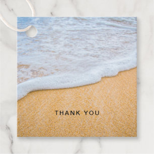 Sandy Beach with Foamy Surf Thank You Favour Tags