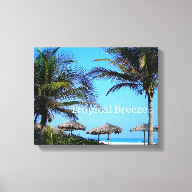 Sandy Beach With Palm Trees and An Ocean View Canv Canvas Print (Front)