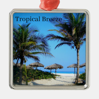 Sandy Beach With Palm Trees and An Ocean View Meta Metal Tree Decoration