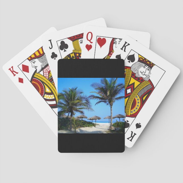 Sandy Beach With Palm Trees and An Ocean View Playing Cards (Back)