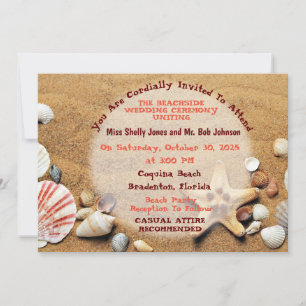 Sandy Beach With Sea Shells Invitation