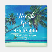 Sandy Beach with Tropical Palms Wedding Thanks