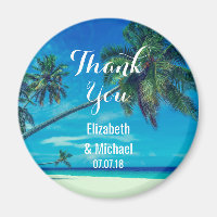 Sandy Beach with Tropical Palms Wedding Thanks