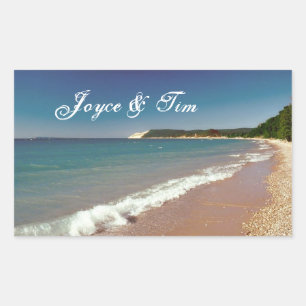 Sandy Beach with waves Rectangular Sticker