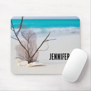 Sandy Beach with White Seashells Mouse Pad