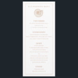 Sandy Beige Sea Shell Wedding Dinner Menu<br><div class="desc">Beige and white dinner menu with vintage sea shell illustration.  Perfect for an elegant beach or yacht club wedding or other special event. Layout is for 4 course meal.  Click "customise it" to add more text or remove elements such as the shell illustration.</div>