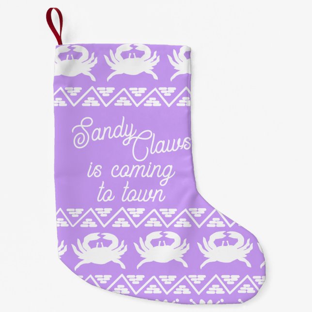 Sandy Claws Nautical Crab Small Christmas Stocking (Front)