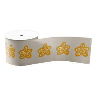 Sandy Cream Princess Golden Flowers Birthday Grosgrain Ribbon