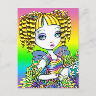 "Sandy" Cute Rainbow Mermaid Fairy Art Postcard