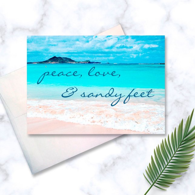 “Sandy feet” blue water beach photo blank inside Card (Creator Uploaded)