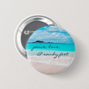 “Sandy feet” turquoise ocean and sandy beach photo 6 Cm Round Badge