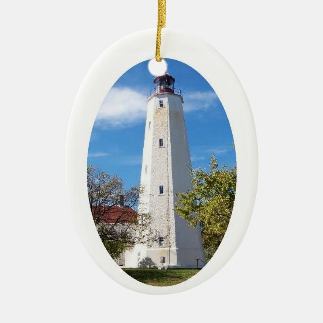 Sandy Hook Lighthouse Ceramic Tree Decoration (Front)
