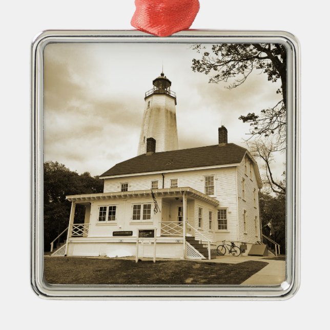 Sandy Hook Lighthouse Metal Tree Decoration (Front)