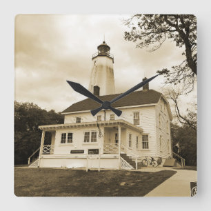 Sandy Hook Lighthouse Square Wall Clock