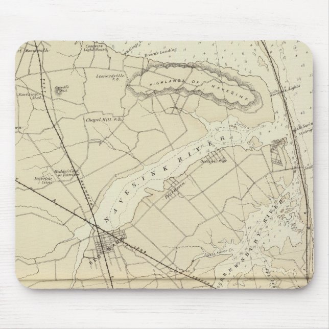 Sandy Hook to Shark River Coast Chart Map Mouse Pad (Front)
