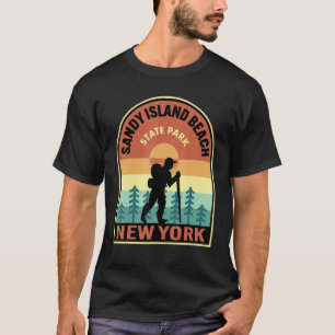 Sandy Island Beach State Park New York Retro Hikin T-Shirt