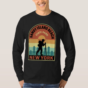 Sandy Island Beach State Park New York Retro Hikin T-Shirt