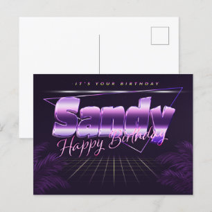 Sandy Name Vorname lila Postkarte Geburtstag Postcard