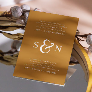 Sandy orange elegant minimalist typography wedding invitation