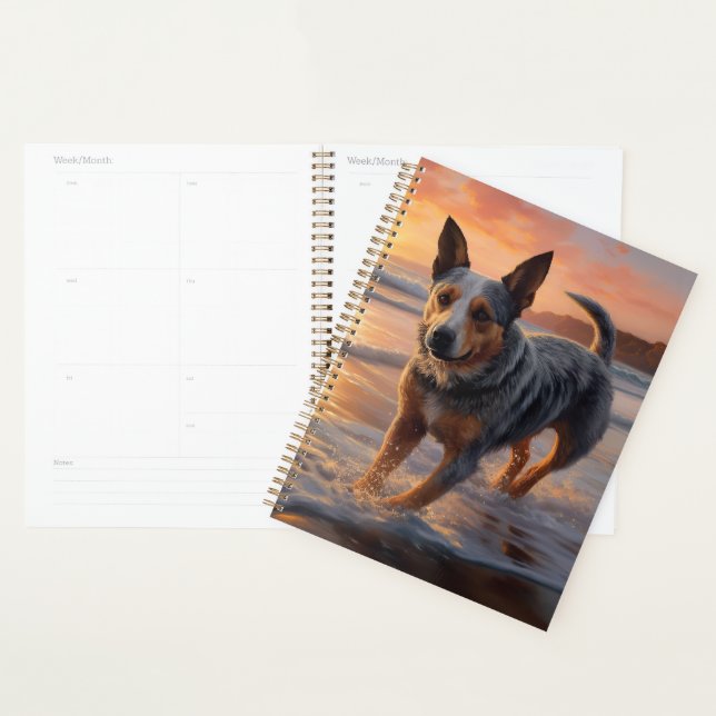Sandy Paws Australian Cattle Dog on Beach Sunset Planner (Display)