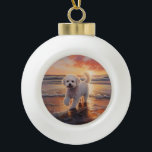 Sandy Paws Bichon Frise Dog on Beach Sunset  Ceramic Ball Christmas Ornament<br><div class="desc">Immerse yourself in the tranquil beauty of our "Sandy Paws and Sunset Hues" dog on beach sunset design. This captivating scene captures the essence of a perfect evening at the shore, with a loyal canine companion enjoying the golden sands and the breathtaking hues of the setting sun. Whether you're a...</div>