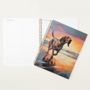 Sandy Paws Bloodhound Dog on Beach Sunset  Planner