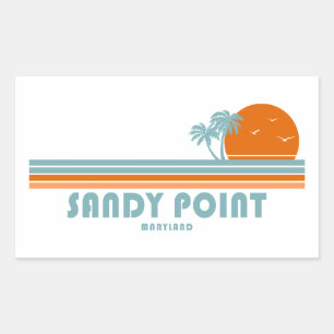 Sandy Point State Park Maryland Sun Palm Trees Rectangular Sticker