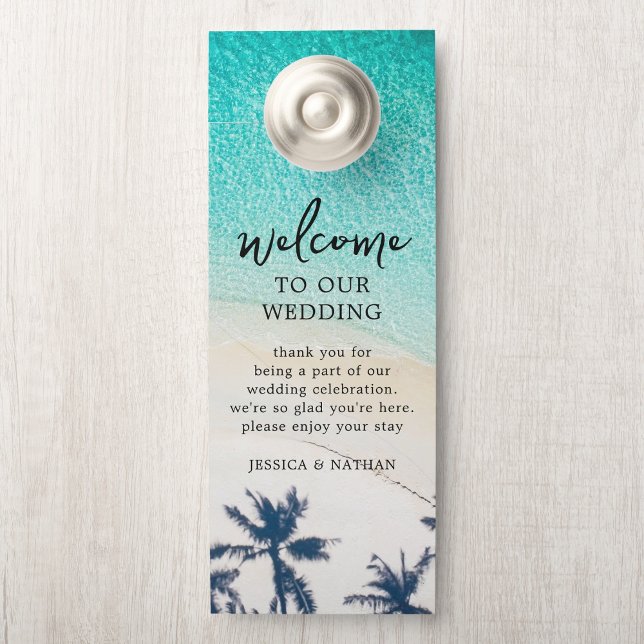 Sandy & Salty Beach I Palm Trees I Wedding Welcome Door Hanger (Creator Uploaded)
