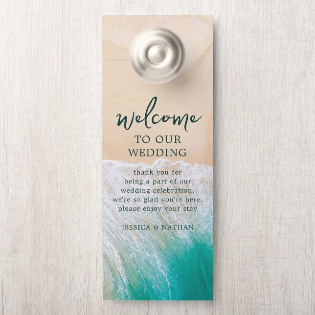 Sandy & Salty Beach I Teal I Wedding Welcome Door Hanger (Creator Uploaded)