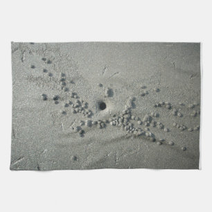 Sandy Sculptures: Beach Crabs-Made Sand Formations Tea Towel