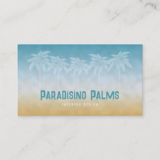 Sandy Sea Palms Silhouettes Business Card