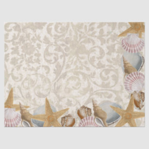 Sandy Seashell Starfish Seaside Decoupage Corner Tissue Paper