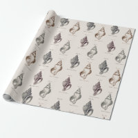Sandy Shells Vintage Seaside Pattern Wrapping Pap