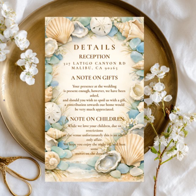 Sandy Shore Seashell Wedding RSVP Card (Creator Uploaded)