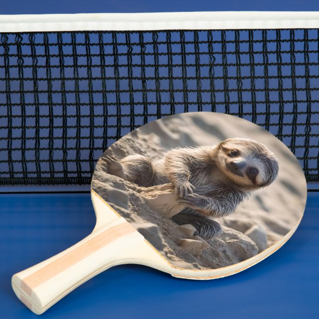 Sandy Shores : Baby Sloth Building Sand Castles, Ping Pong Paddle (Insitu)