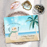 Sandy Snowman Palm Tree on Beach Holiday Moving Announcement Postcard<br><div class="desc">New Address Cute Sandy Snowman Palm Tree on Beach Holiday Moving Postcard... "Sand is the New Snow" is the caption in classic sans serif typography on our holiday moving announcement card featuring a sandy beach and a cute "snowman" made of sand. The greeting on front of the card reads "Merry...</div>