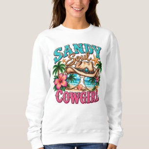 Sandy Soul Cowgirl Western Beach Hat Design Sweatshirt