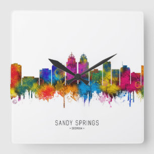 Sandy Springs Georgia Skyline Square Wall Clock