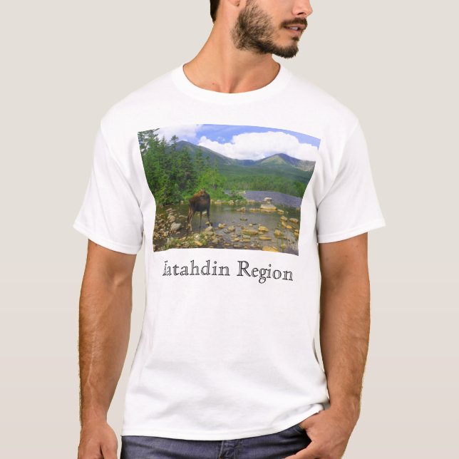 Sandy Stream Pond moose, Katahdin Region T-Shirt (Front)