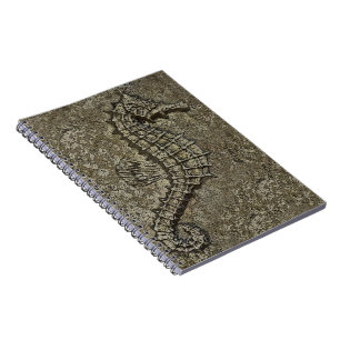 Sandy Textured Aquatic Seahorse Artwork Spiral Notebook