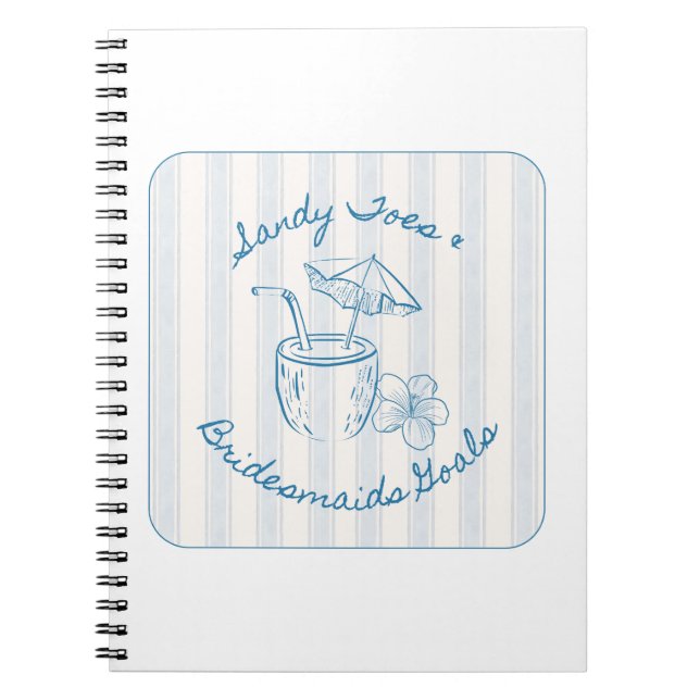 Sandy Toe & Bridesmaids Goals Coastal Bachelorette Notebook (Front)