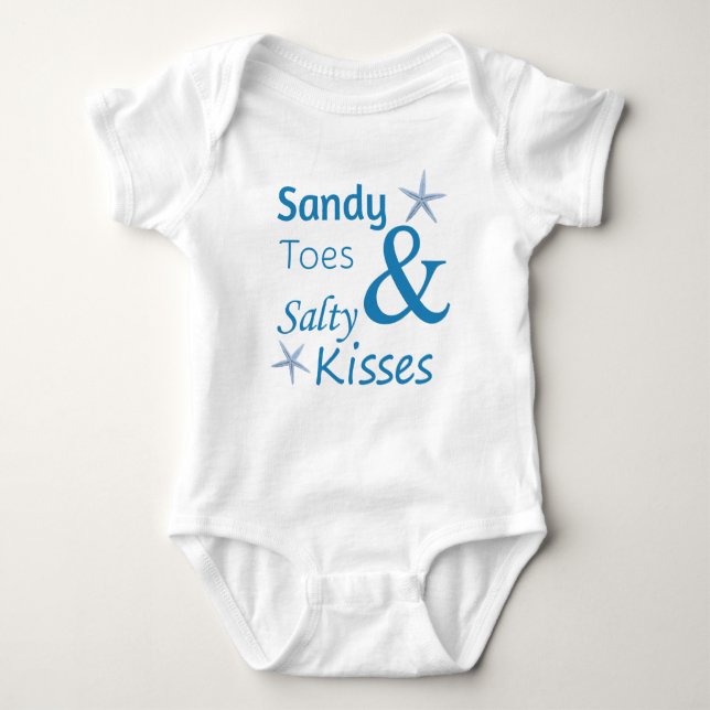 Sandy Toes and Salty Kisses Beach Life Quote Baby Bodysuit (Front)