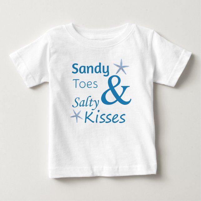 Sandy Toes and Salty Kisses Beach Life Quote Baby T-Shirt (Front)